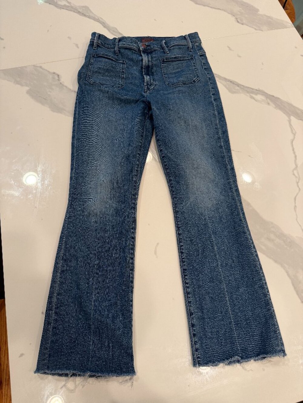 Mother the hustler patch pocket ankle fray in wash “out for the evening" (29)